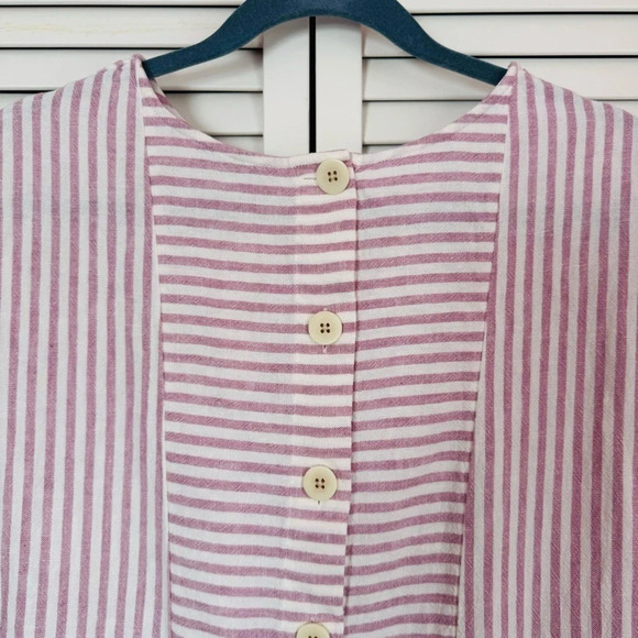 Madewell Linen Blend Stripe Play Button Back Tee Dress Size XS - Picture 4 of 6